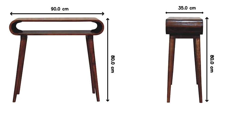 Artisan Furniture Bois massif Amaya Nordic Style console, niche ouverte, marron foncé