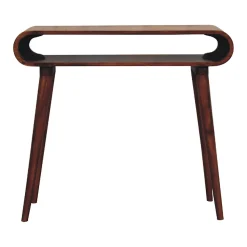 Artisan Furniture Bois massif Amaya Nordic Style console, niche ouverte, marron foncé