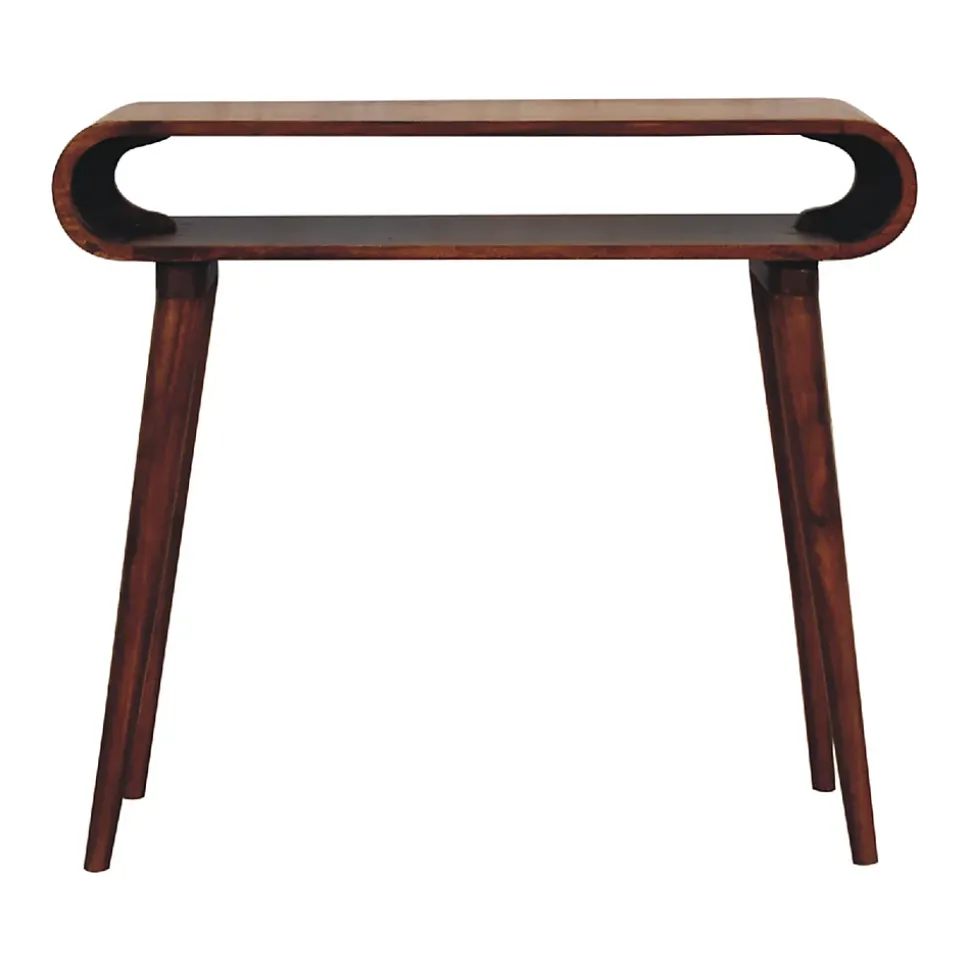 Artisan Furniture Bois massif Amaya Nordic Style console, niche ouverte, marron foncé