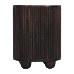Artisan Furniture Bois massif courbé cannelé 3 tiroir table de chevet, marron foncé