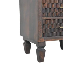 Artisan Furniture Bois massif Arno table de chevet, 2 tiroirs, 1 niche ouverte, marron foncé