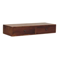Artisan Furniture Bois massif Lunar 2 tiroir châtaignier console murale, marron