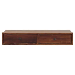 Artisan Furniture Bois massif Lunar 2 tiroir châtaignier console murale, marron