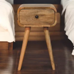 Artisan Furniture Bois massif Avora Mini effet chêne table de chevet avec 1 tiroir, marron