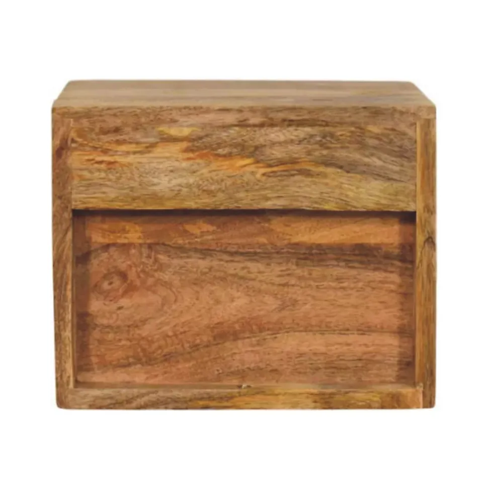 Artisan Furniture Bois massif Solis table de chevet à fixation murale, 1 tiroir et niche ouverte, effet chêne, marron