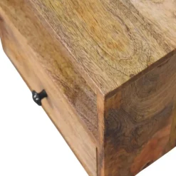 Artisan Furniture Bois massif Solis table de chevet à fixation murale, 1 tiroir et niche ouverte, effet chêne, marron