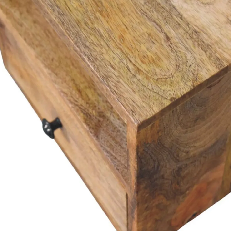 Artisan Furniture Bois massif Solis table de chevet à fixation murale, 1 tiroir et niche ouverte, effet chêne, marron