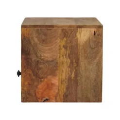 Artisan Furniture Bois massif Solis table de chevet à fixation murale, 1 tiroir et niche ouverte, effet chêne, marron