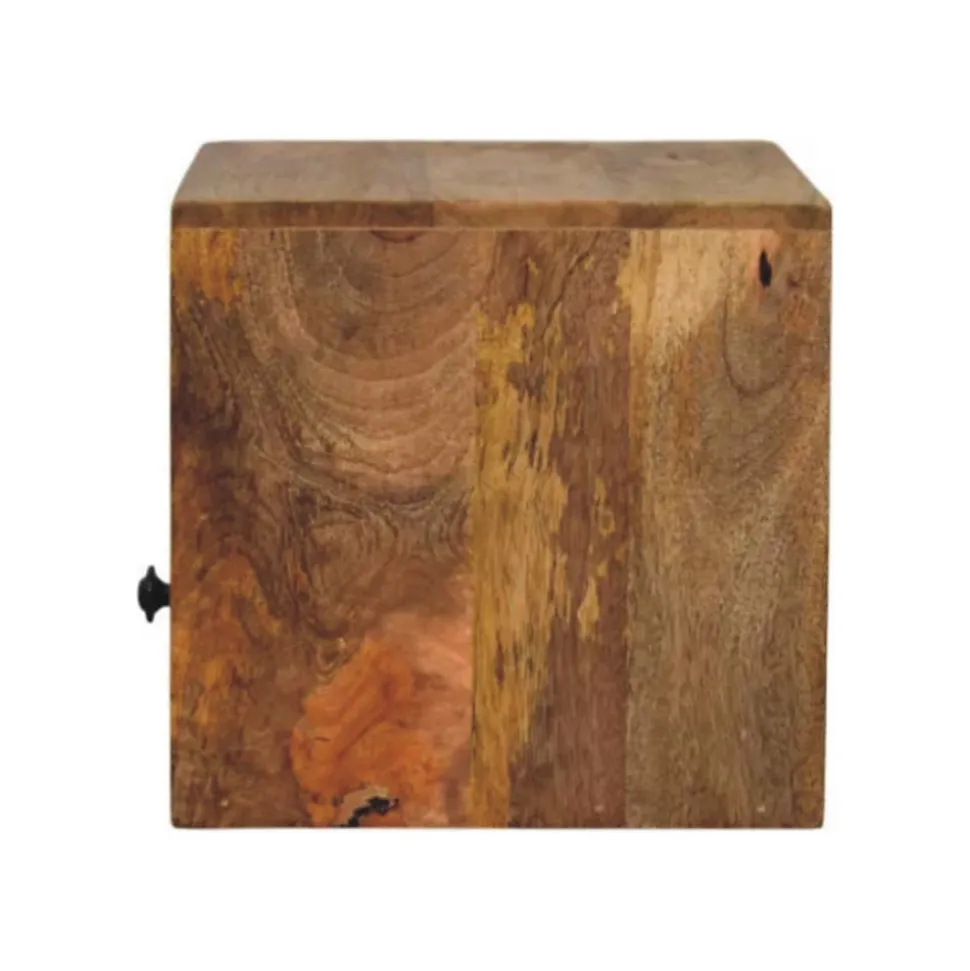 Artisan Furniture Bois massif Solis table de chevet à fixation murale, 1 tiroir et niche ouverte, effet chêne, marron