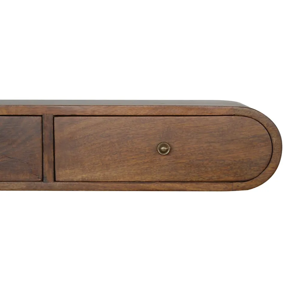 Artisan Furniture Bois massif Floating châtaignier London Console, 2 tiroirs, marron foncé