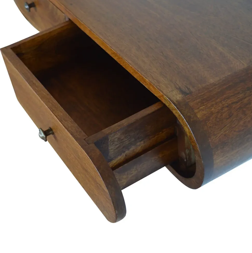 Artisan Furniture Bois massif Floating châtaignier London Console, 2 tiroirs, marron foncé