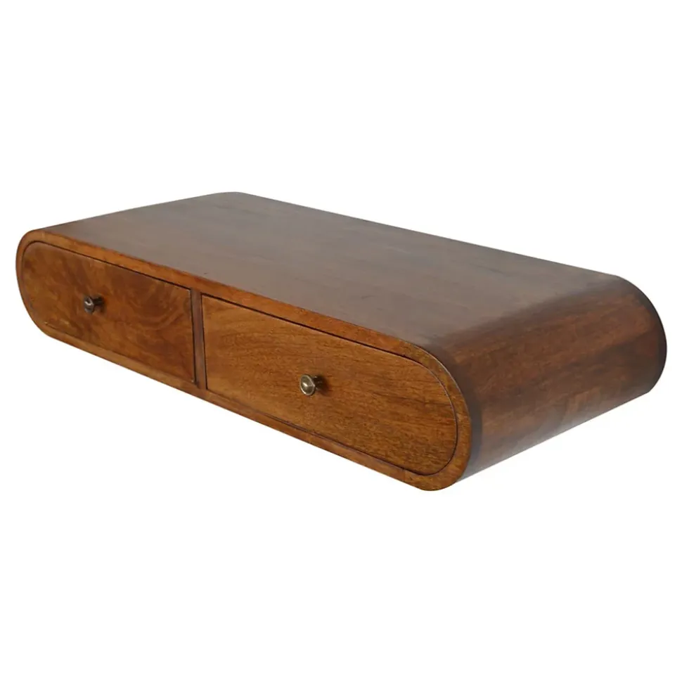 Artisan Furniture Bois massif Floating châtaignier London Console, 2 tiroirs, marron foncé