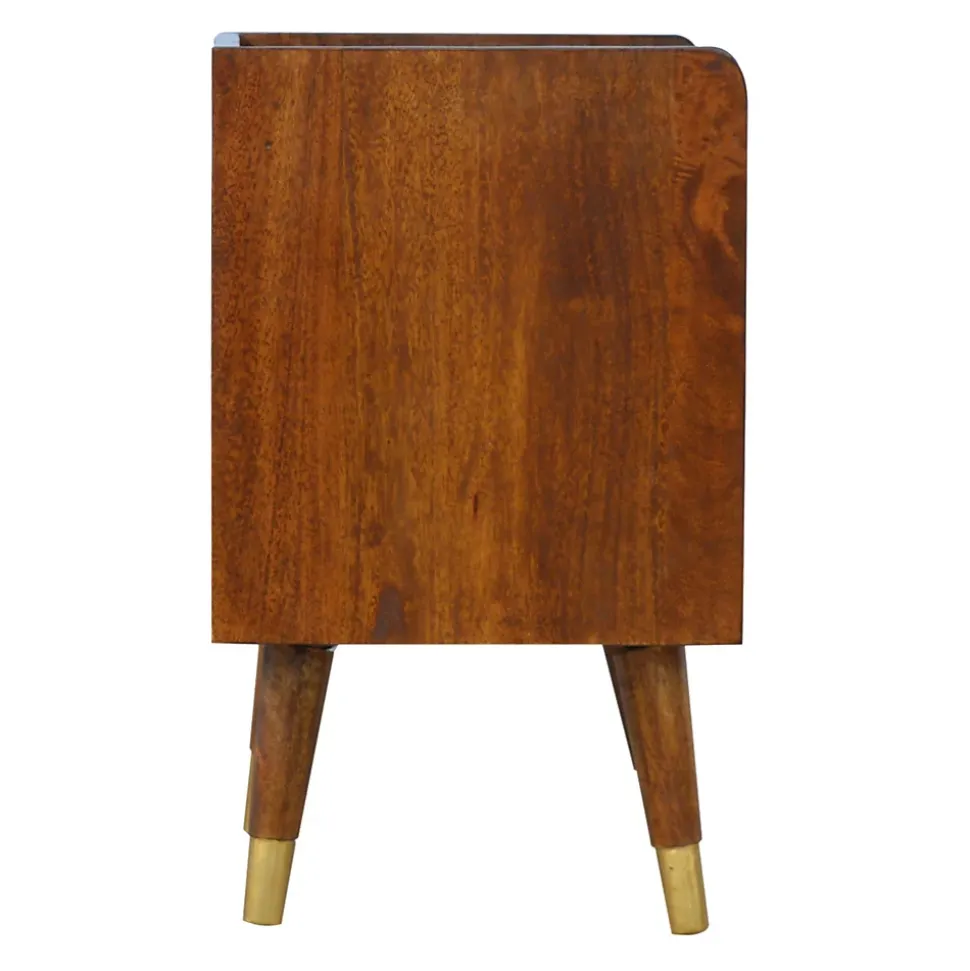 Artisan Furniture Bois massif Manila Gold One Drawer table de chevet, 1 étagère, Darl marron & doré
