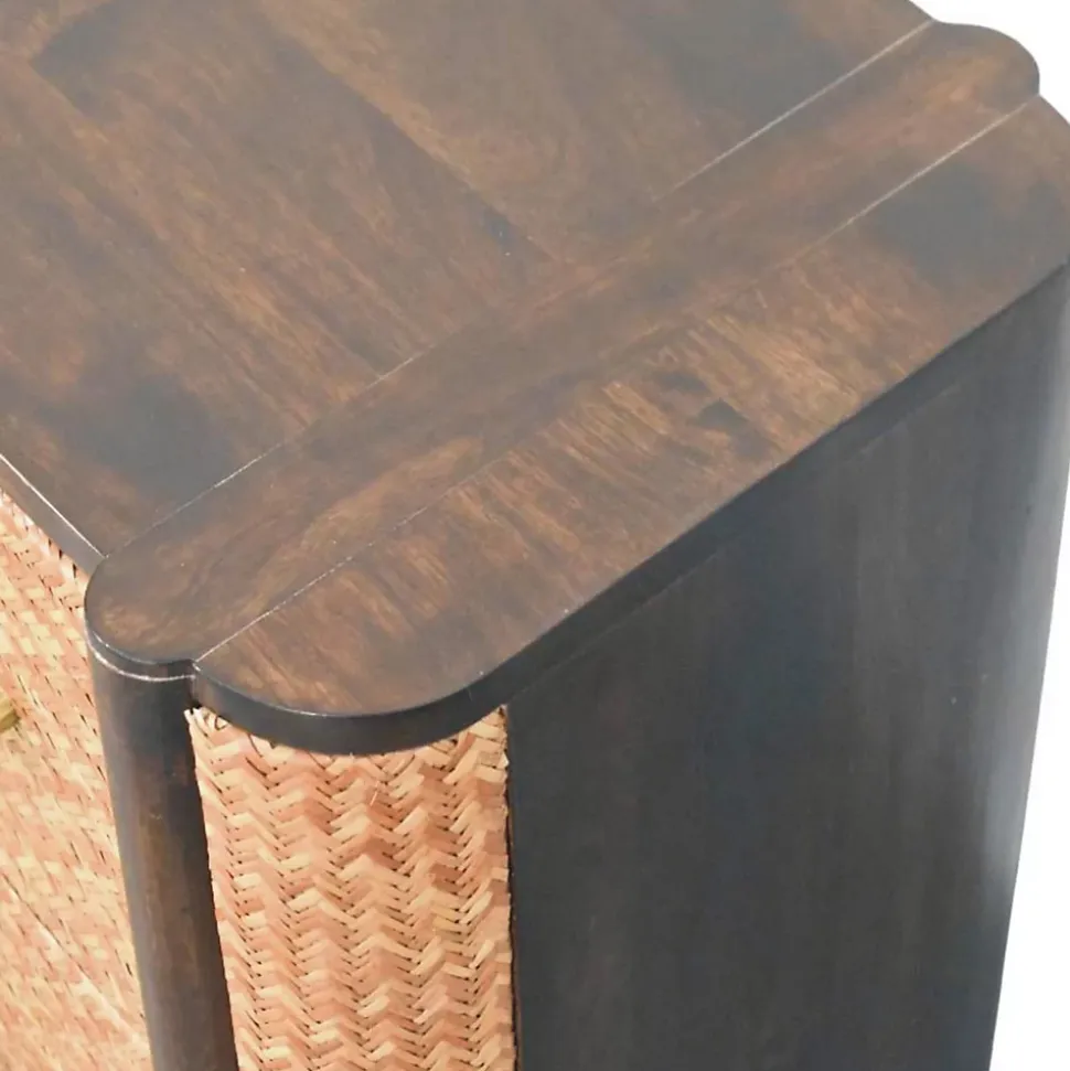 Artisan Furniture Bois massif Havana façade en cannage Drawers, 2 tiroirs, marron foncé