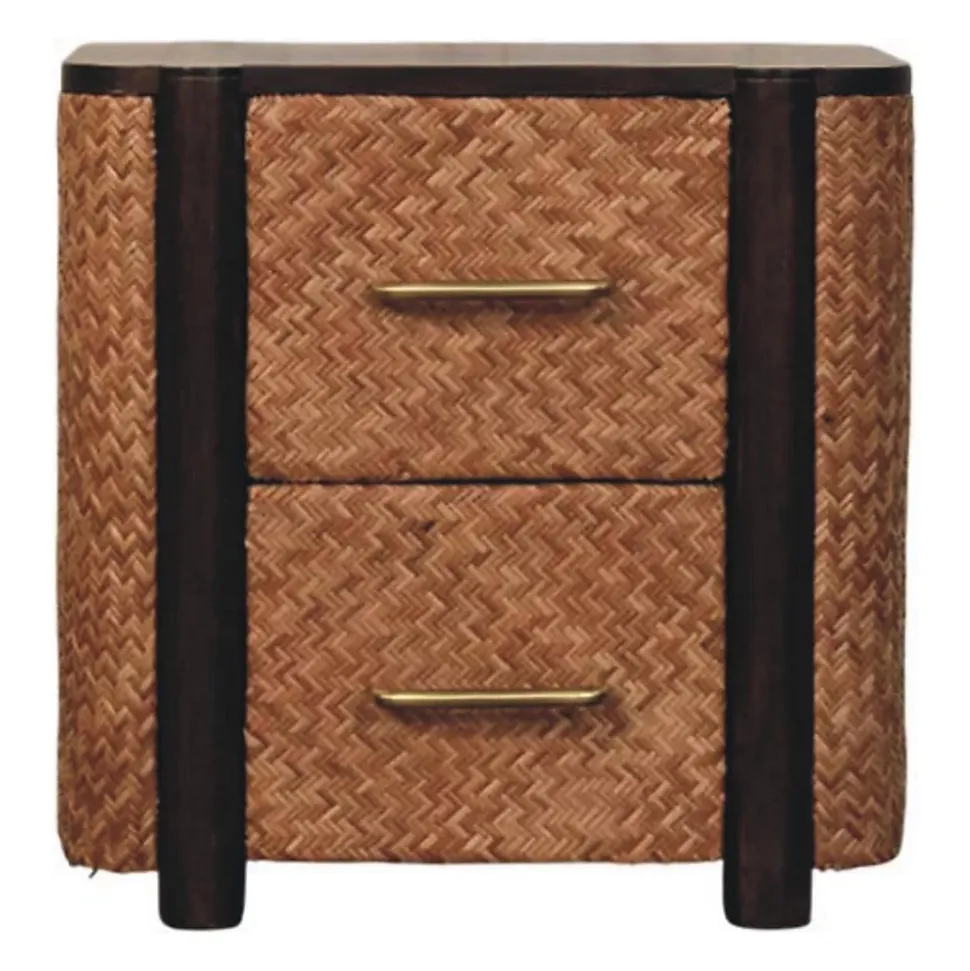 Artisan Furniture Bois massif Havana façade en cannage Drawers, 2 tiroirs, marron foncé