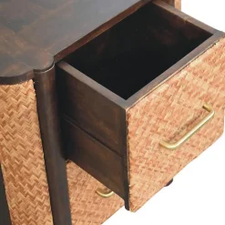 Artisan Furniture Bois massif Havana façade en cannage Drawers, 2 tiroirs, marron foncé