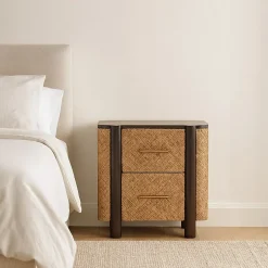 Artisan Furniture Bois massif Havana façade en cannage Drawers, 2 tiroirs, marron foncé