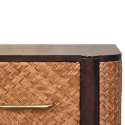 Artisan Furniture Bois massif Havana façade en cannage Drawers, 2 tiroirs, marron foncé