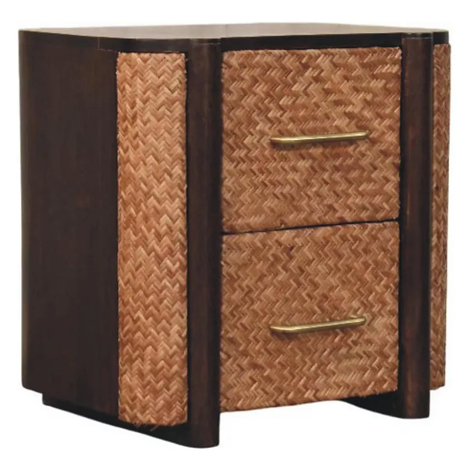 Artisan Furniture Bois massif Havana façade en cannage Drawers, 2 tiroirs, marron foncé