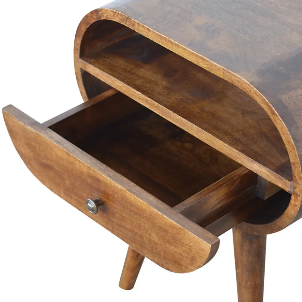 Artisan Furniture Bois massif châtaignier 1 tiroir table de chevet, 1 étagère, marron