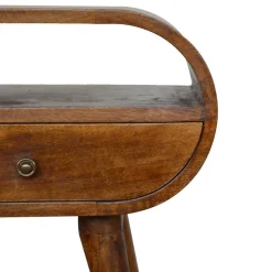 Artisan Furniture Bois massif châtaignier 1 tiroir table de chevet, 1 étagère, marron