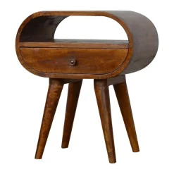 Artisan Furniture Bois massif châtaignier 1 tiroir table de chevet, 1 étagère, marron