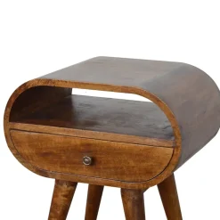 Artisan Furniture Bois massif châtaignier 1 tiroir table de chevet, 1 étagère, marron