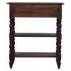 Artisan Furniture Bois massif tourné table d'appoint, 1 tiroir, 2 étagères, marron