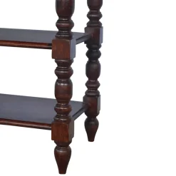 Artisan Furniture Bois massif tourné table d'appoint, 1 tiroir, 2 étagères, marron