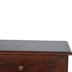 Artisan Furniture Bois massif tourné table d'appoint, 1 tiroir, 2 étagères, marron