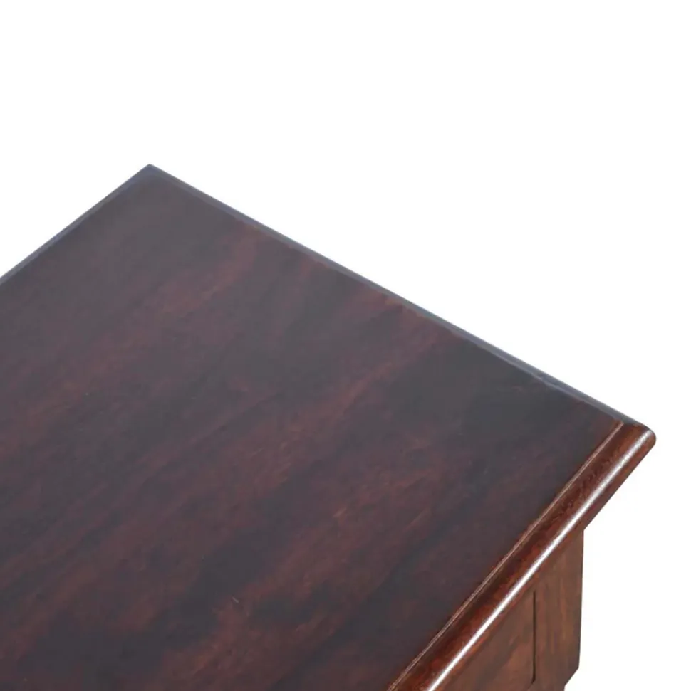 Artisan Furniture Bois massif tourné table d'appoint, 1 tiroir, 2 étagères, marron