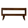 Artisan Furniture Bois massif lin couleur boue Nordic Storage banc, rembourré, 1 étagère, marron