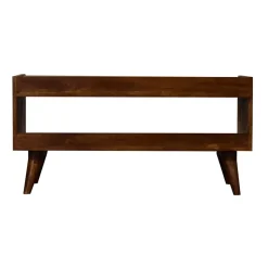 Artisan Furniture Bois massif lin couleur boue Nordic Storage banc, rembourré, 1 étagère, marron