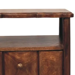 Artisan Furniture Bois massif 2 tiroir table de chevet avec ouvert étagère, marron