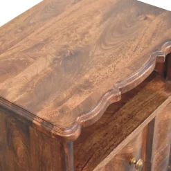 Artisan Furniture Bois massif 2 tiroir table de chevet avec ouvert étagère, marron
