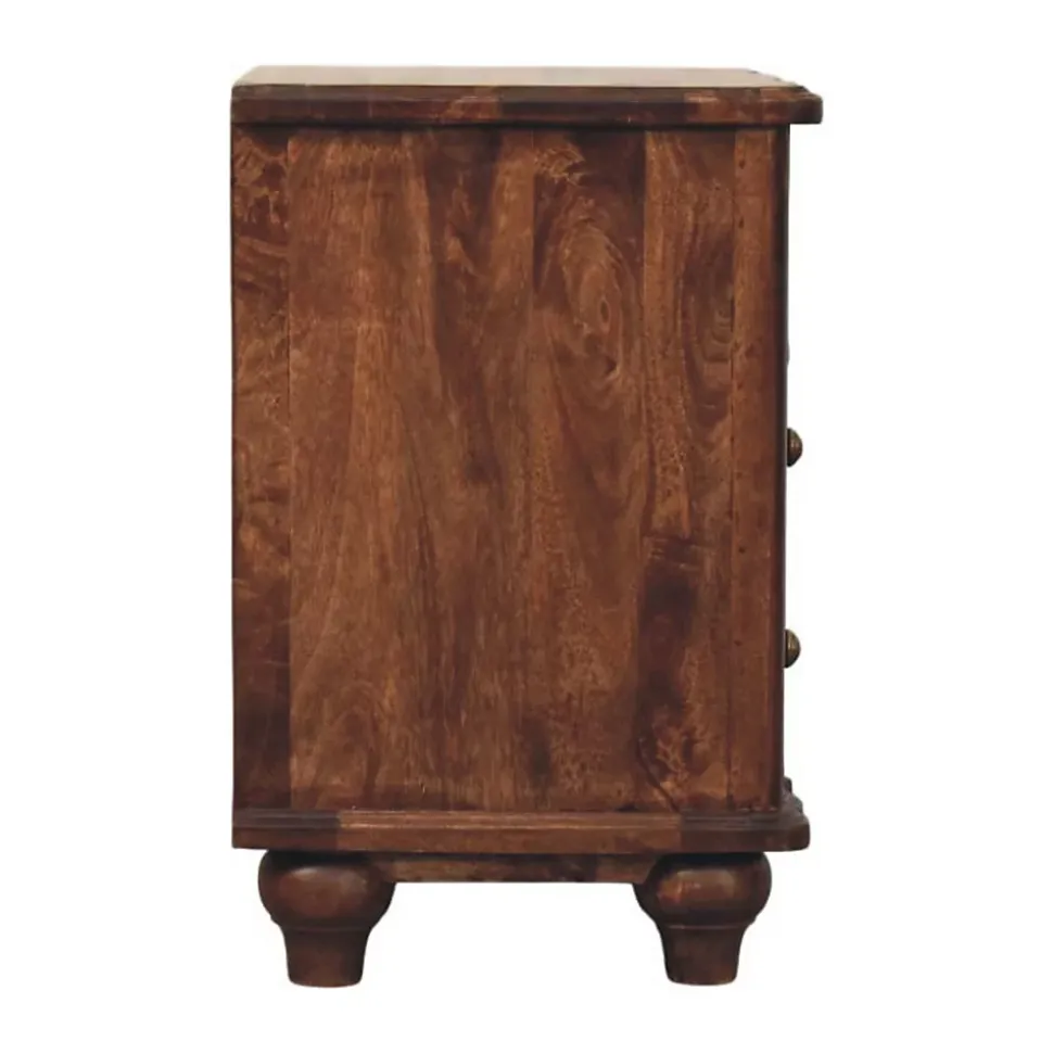 Artisan Furniture Bois massif 2 tiroir table de chevet avec ouvert étagère, marron
