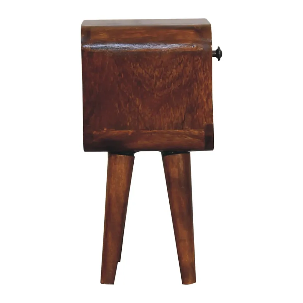 Artisan Furniture Bois massif Extra Mini châtaignier Curve Lower table de chevet, 1 tiroir, 1 étagère, marron