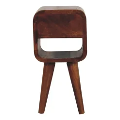 Artisan Furniture Bois massif Extra Mini châtaignier Curve Lower table de chevet, 1 tiroir, 1 étagère, marron