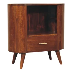 Artisan Furniture Bois massif T-bar Cortez châtaignier niche ouverte meuble, 1 tiroir, 1 étagère, marron