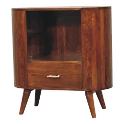 Artisan Furniture Bois massif T-bar Cortez châtaignier niche ouverte meuble, 1 tiroir, 1 étagère, marron
