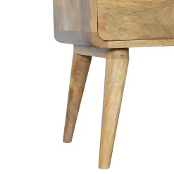 Artisan Furniture Bois massif courbé effet chêne table de chevet, 2 tiroirs, beige