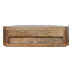 Artisan Furniture Bois massif arrondi table de chevet à fixation murale, 1 tiroir, beige