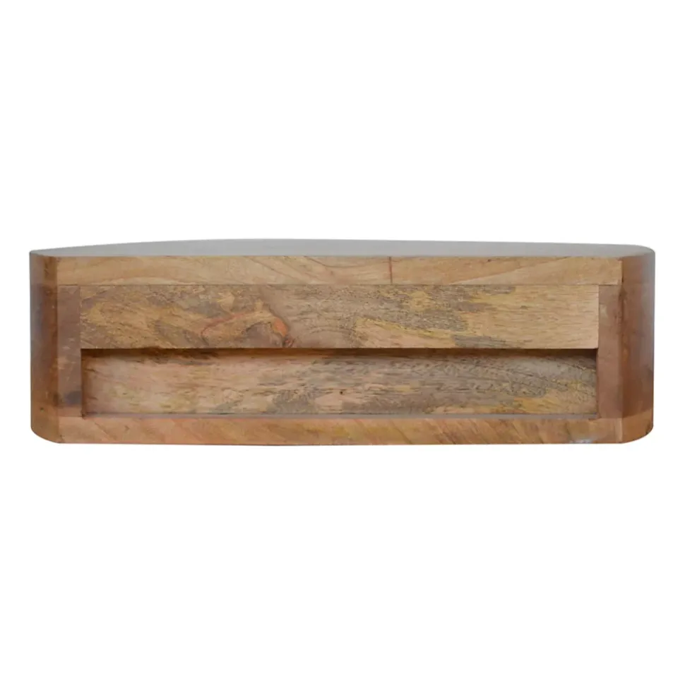 Artisan Furniture Bois massif arrondi table de chevet à fixation murale, 1 tiroir, beige