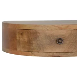 Artisan Furniture Bois massif arrondi table de chevet à fixation murale, 1 tiroir, beige
