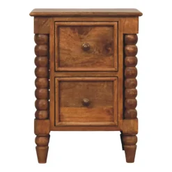 Artisan Furniture Bois massif Barley Twist 2 tiroir table de chevet, 2 tiroirs, marron