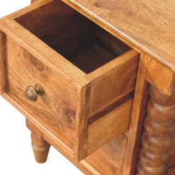 Artisan Furniture Bois massif Barley Twist 2 tiroir table de chevet, 2 tiroirs, marron