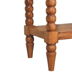 Artisan Furniture Bois massif fuseau table de chevet, 1 tiroir, 1 étagère, marron