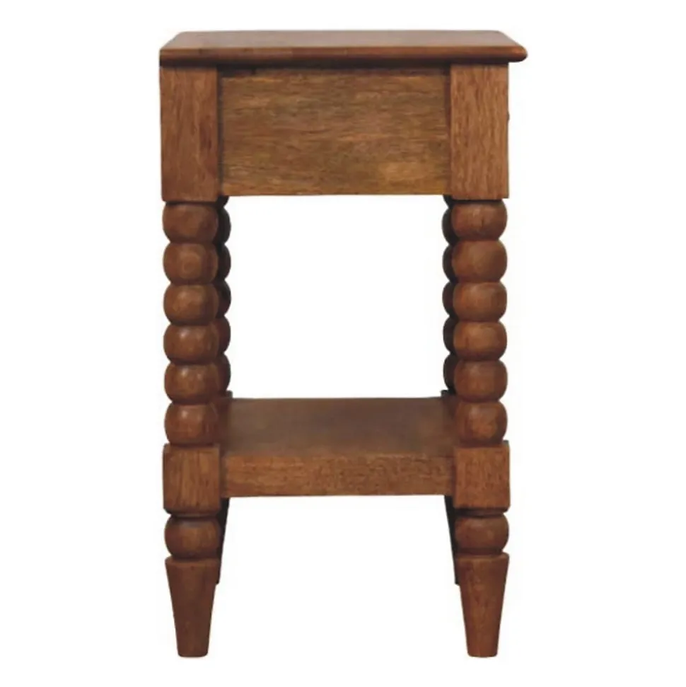 Artisan Furniture Bois massif fuseau table de chevet, 1 tiroir, 1 étagère, marron