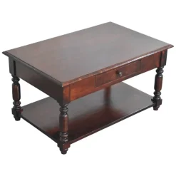 Artisan Furniture Bois massif pieds tournés Cherry console, 2 tiroirs, marron foncé