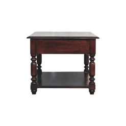 Artisan Furniture Bois massif pieds tournés Cherry console, 2 tiroirs, marron foncé